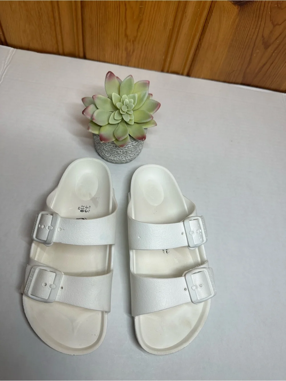 Birkenstock Kids White Two-Buckle EVA Slide Sandals